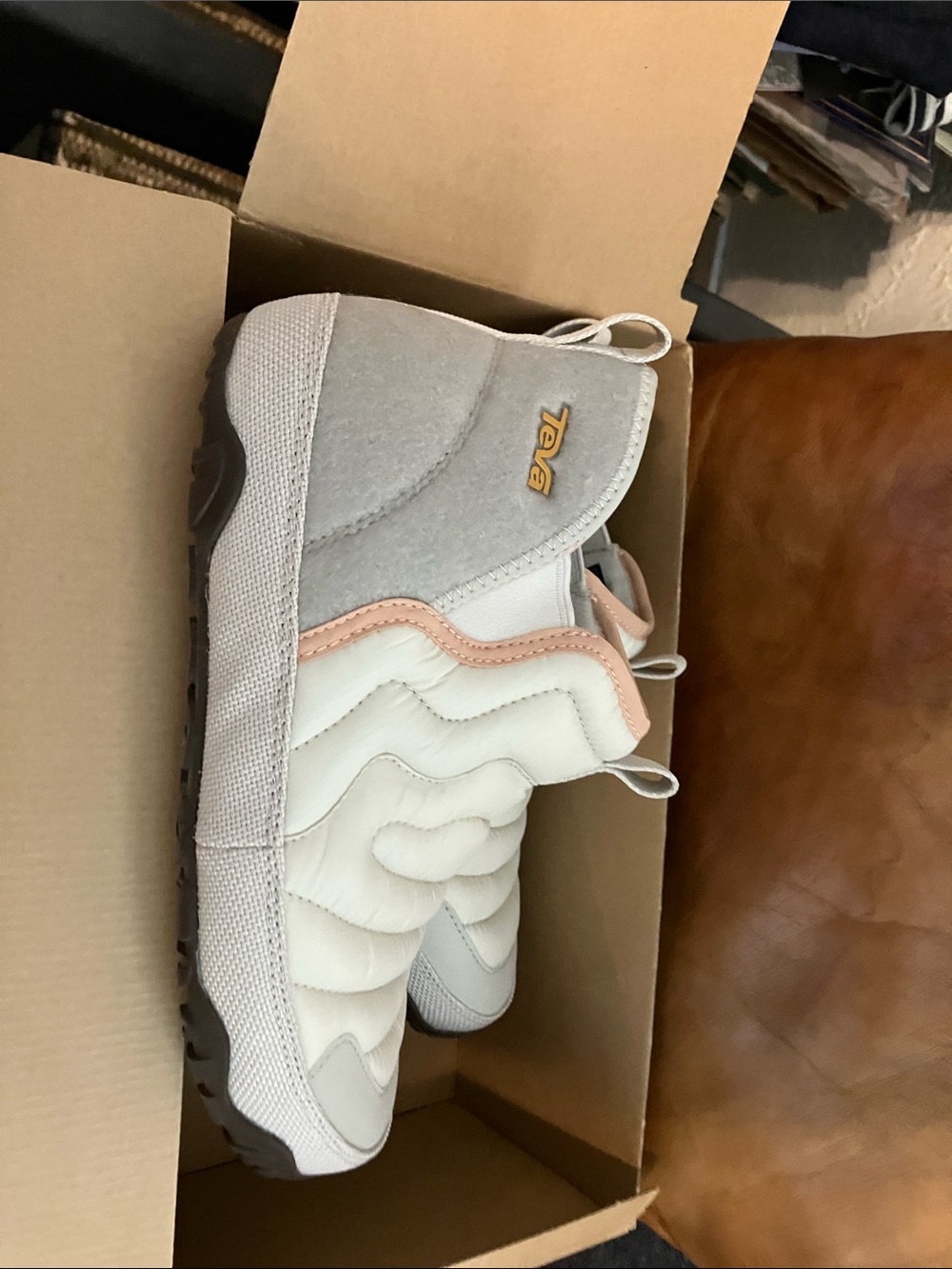 Teva Reember Quilted Puffer Booties in Cream, Light Gray & Blush